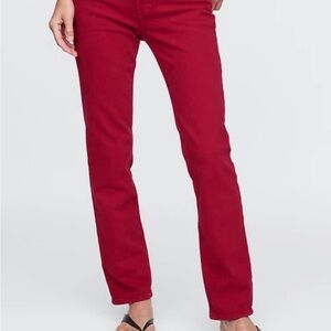 GAP Red Straight Leg Jeans with Tailored Fit